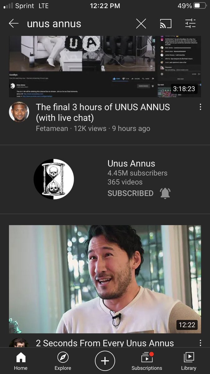 damienrhughes's tweet photo. New channel?? Also still shows the original in my sub box. Thought there wasnt gonna be any proof @CrankGameplays @markiplier #unnusannus https://t.co/qkpplXpgC6