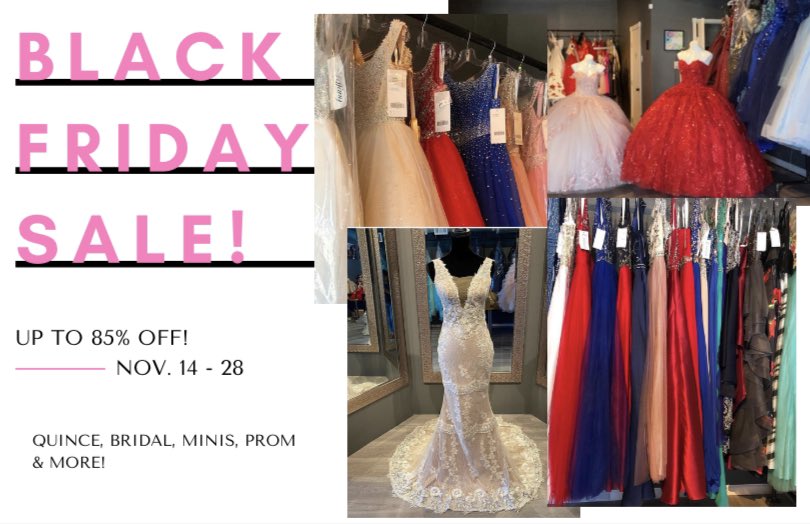 HUGE BLACK FRIDAY SALE ON ALL DRESSES IN STORE

410 E Farmers Rd
Seagoville, TX 75159

Book your appointment! 

#dress #dresses #quince #quinceañera #quinceanera #party #blackfriday2020 #blackfriday #sale