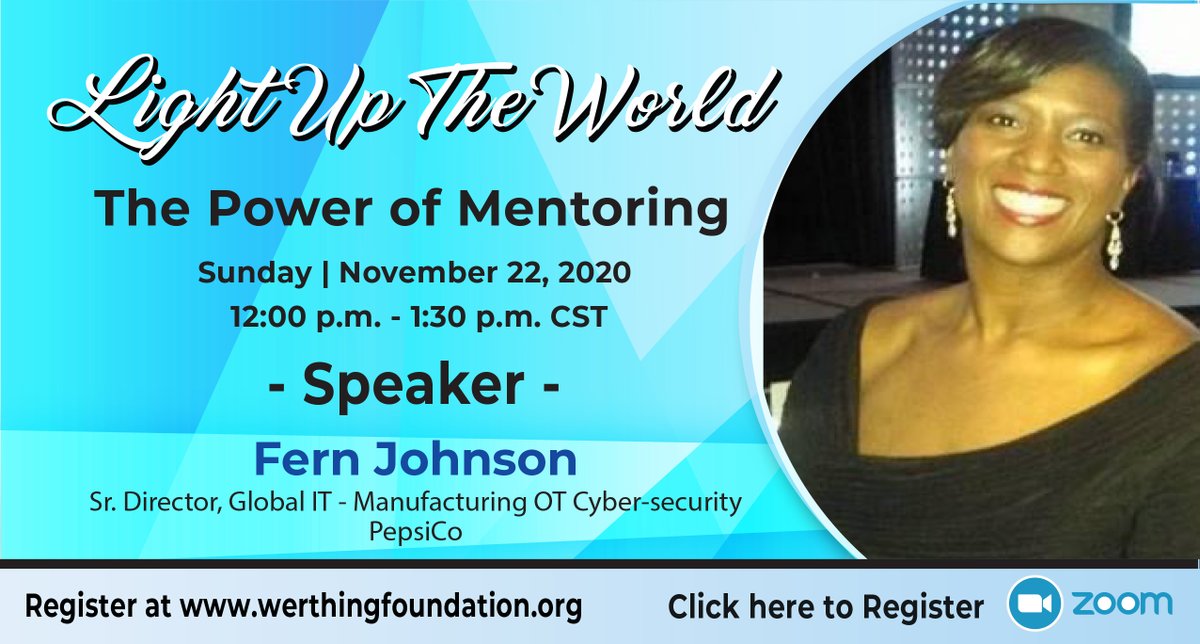 Werthingfdn's tweet photo. Joining the conversation on mentoring is Fern Johnson!  She will share the impact mentoring had in her life and career. #werthingfoundation #LUTW #mentorshipmatters #fromcollegetocareer #mentorsformentees #globalmentoringconversation https://t.co/apa9sbaCp4