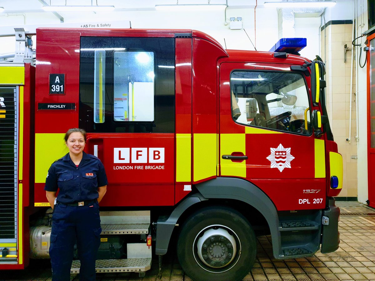 MariaBuckstar's tweet photo. What else to do on a wet and rainy #SaturdayMorning @LFBBarnet But welcome our newest recruit #firefighter to Finchley with a little bit of #Training #beprepared @LondonFire 🔥🚒 https://t.co/xwK1WopPqb