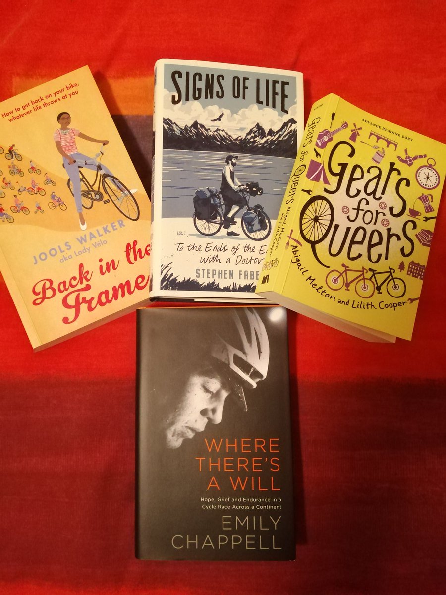 CarbonCycleKate's tweet photo. Fantastic representation of truly diverse #cycling books @KendalMtnLitFes. & @emilychappell up 4 the #BoardmanTasker! Join me for Gr8 chat with brilliant, humane, funny & thoughtprovoking author/cyclists @LadyVelo @gearsforqueers @DrStephenFabes #kendal20 https://t.co/J63yQ68iD0 https://t.co/EgzCsi9l8T