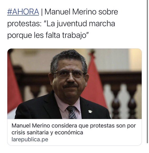 update: the “president” Merino said “the youth is protesting because they lack work”. such an idiot