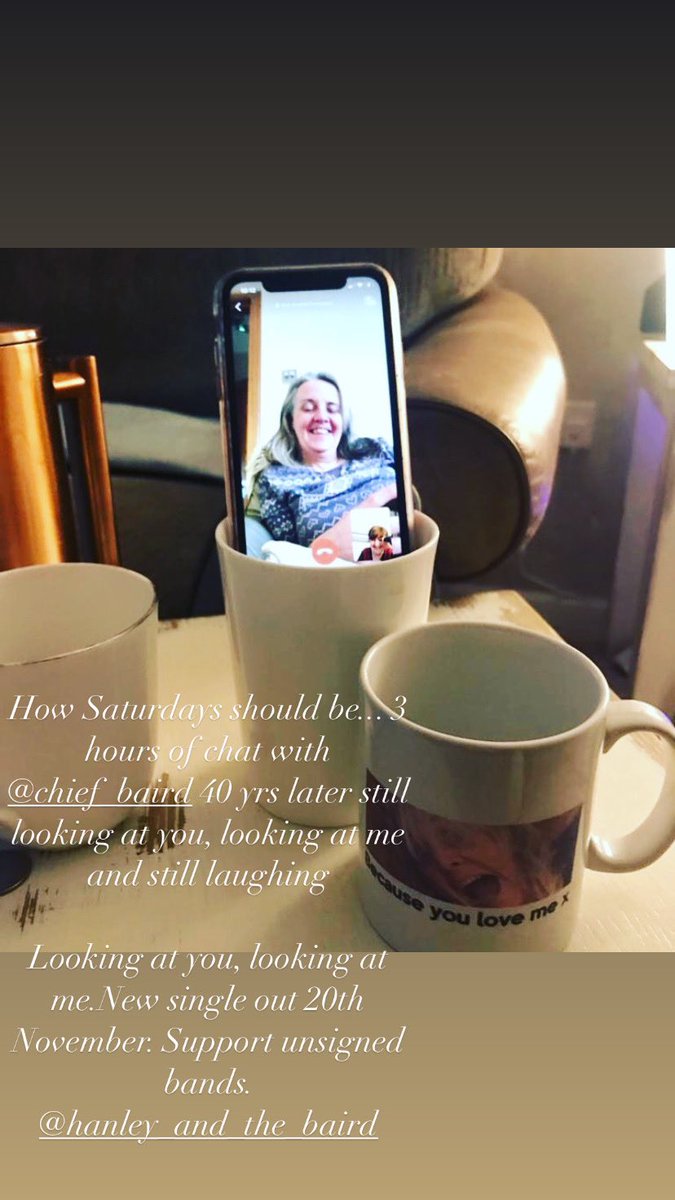 Christi40438703's tweet photo. @chiefkirsty @annettehanley5 @Handbaird brilliant new song out 20th Nov. support an amazing unsigned Scottish band get into the Scottish charts #LAYLAM.  Saturday morning chat. Been looking at you, looking at me for 40 years and still laughing @chiefkirsty. Forever proud of you https://t.co/7c2a74oarZ