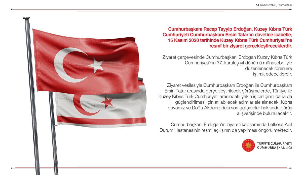 tcbestepe's tweet photo. Cumhurbaşkanı @RTErdogan’ın Kuzey Kıbrıs Türk Cumhuriyeti Ziyaretine İlişkin Basın Duyurusu https://t.co/BRFimycEYo