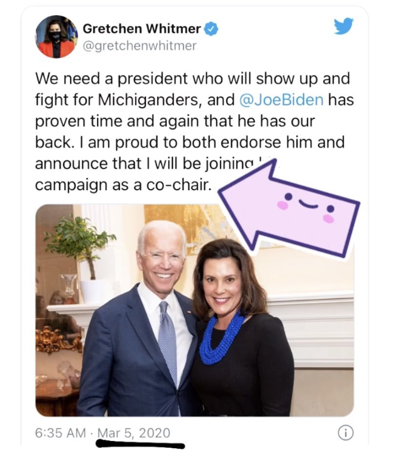 Gov. Whitmer makes it official and joins Biden's campaign as National Co-Chair.
