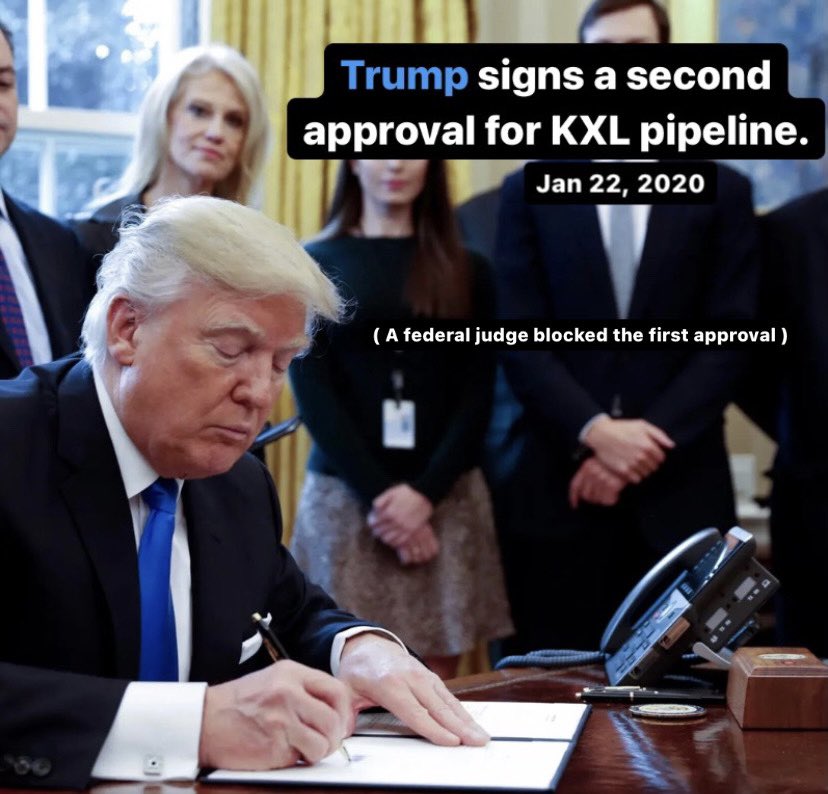After a US Federal Judge struck down the pipeline's approval stemming from Trump's 2017 Presidential order, Trump overstepped the Judge by rescinding the older order and signing this new more powerful one.