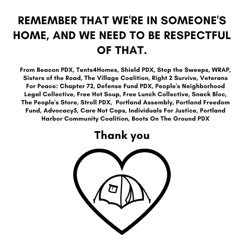 As organizations who are supporting Laurelhurst, we're excited to see so much energy towards stopping the sweeps.We would like to remind folks that we're in someone's home and need to be respectful. Full statement on behalf of folks living at Laurelhurst below: