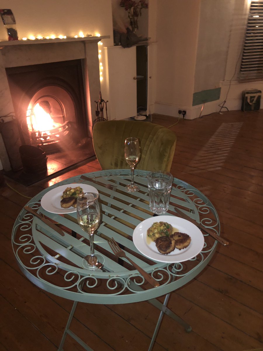 DougieVipond's tweet photo. Four weeks into our house renovations, we’ve gone for a posh Saturday night. Dinner, on our garden table in the middle of a building site, by Nick’s At Home @NickNairn Thai Spiced Crab cakes using @guygrieve crabs. It’s all turning out rather well. #grateful #ethicalshellfish https://t.co/qha2qHxrWD