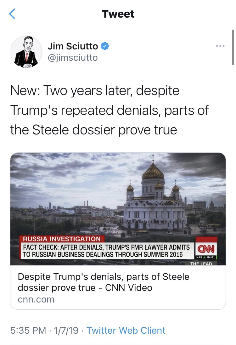 But you see, for Jim, it wasn’t just collusion in general. He was fine sharing disinformation about nearly every facet of the narrative. That includes the Steele dossier, of course.