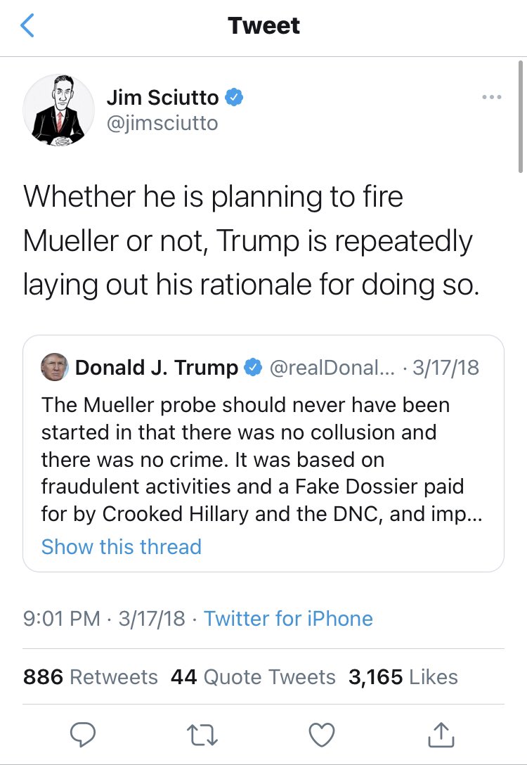 Remember when  @realDonaldTrump was going to fire Mueller? I remember.