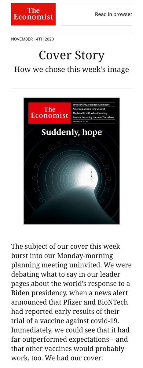 The vaccine news, despite being uninvited, was quite a welcome and exciting guest at our editorial meeting. The phrase BFD was used more than once