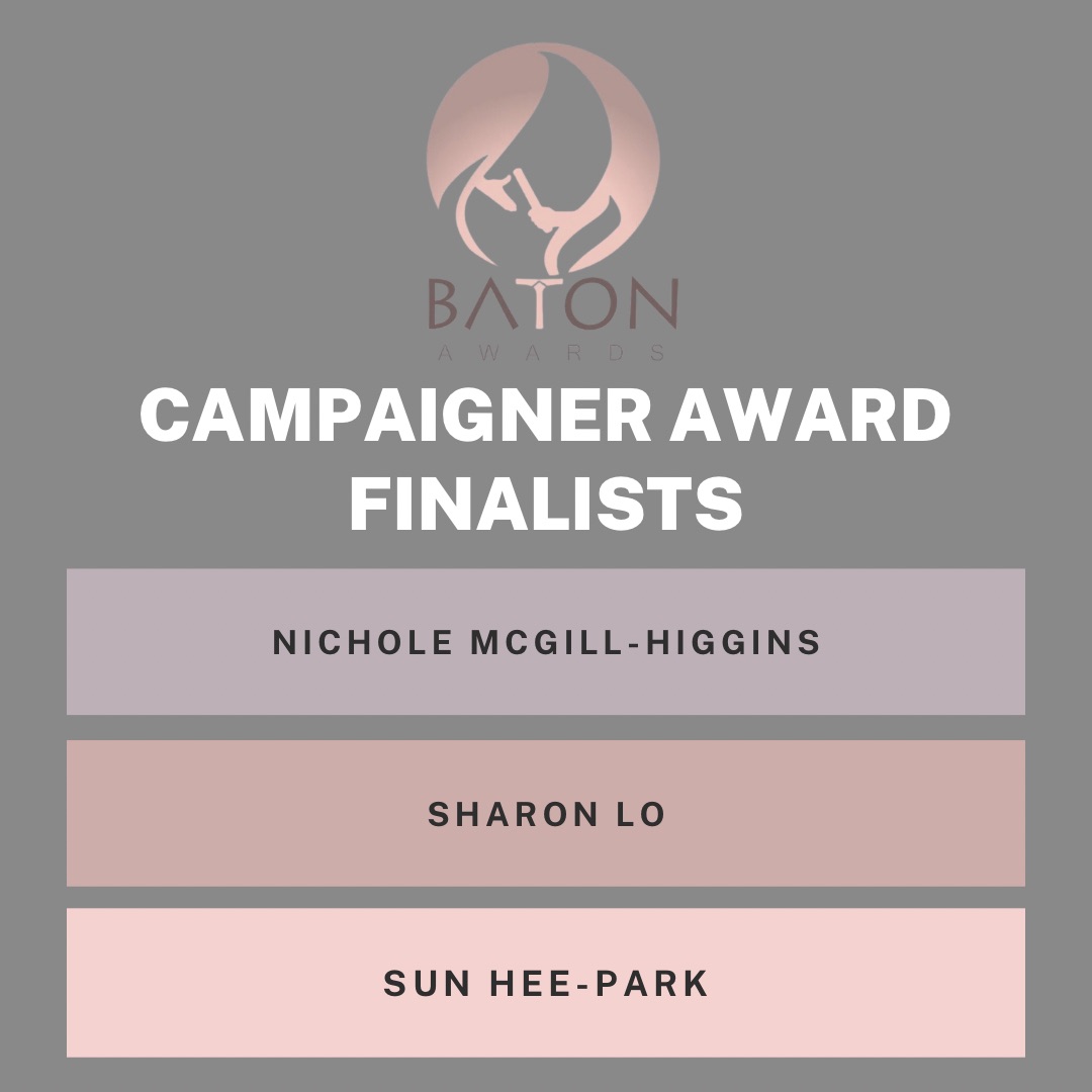 BatonAwards's tweet photo. 🚨FINALIST ANNOUNCEMENT🚨
Finalists for Campaigner Award..........
⭐️ Nichole McGill-Higgins @NicholeDHiggins
⭐️ Sharon Lo
⭐️ Sun Hee-Park
#BatonAwards2020 #Awards #TheBatons #diversity #passthebaton #finalists #campaigner https://t.co/P2GzHXc4pc