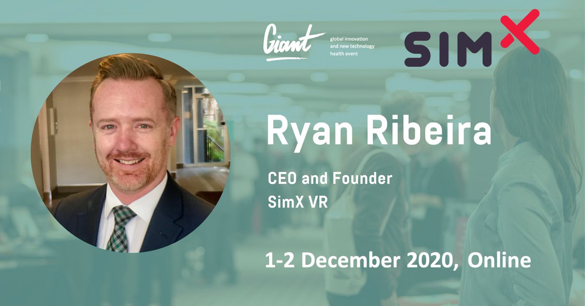 Introducing <a href="/RyanRibeira/">Ryan Ribeira MD MPH</a> - CEO and Founder of <a href="/SimXvr/">SimX</a> at #GIANT2020!
Chris will be speaking about Improving Healthcare Training with Virtual Reality

Join us📍Online 🗓 1-2 December

Buy ticket👇
giant.health/tickets

#healthtech #mhealth #marketaccess #medtech #telehealth #VR