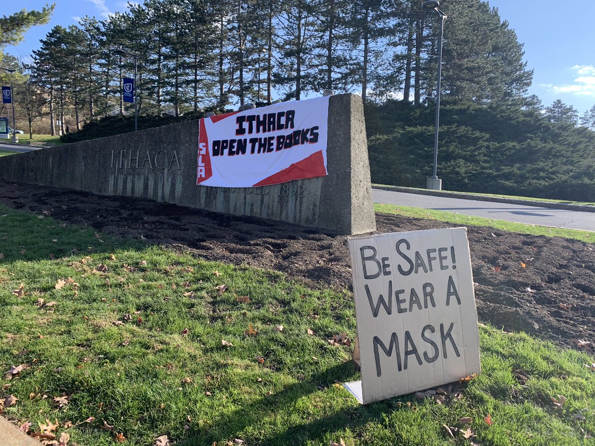 The  #OpenTheBooks rally is happening right now at  @IthacaCollege, calling for a change in the Academic Program Prioritization process and the firing of approximately 130 full-time equivalent faculty positions.