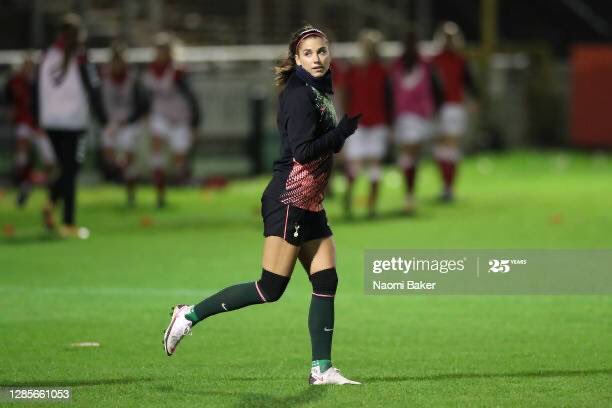 All equal at half time in  @bristolcitywfc v  @SpursWomen - with  @alexmorgan13 first start for Spurs   @NaomiBkr finding light in the dark with these pics!   #WomensFootballWeekend