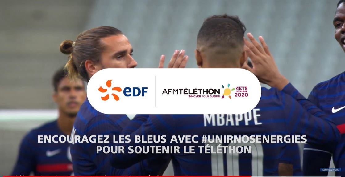 Telethon_France's tweet image. #PORFRA Ce soir, on est tous derrière les bleus !

Pour chaque tweet d'encouragement avec le hashtag #UnirNosEnergies, @EDFofficiel fait un don au #Téléthon2020.

Grâce à ces dons, le monde des maladies rares est en train de changer. On vous explique : evenement.telethon.fr/2020/victoires…