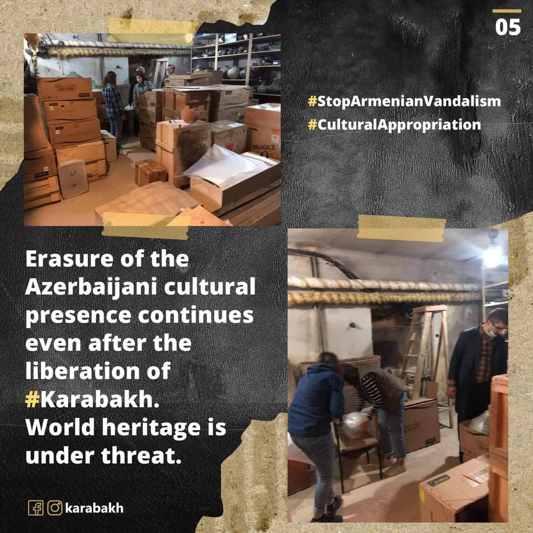 iLeylaB's tweet photo. Armenians are left only days to leave the occupied territories of Azerbaijan. In a desperate attempt to erase the Azerbaijani cultural heritage, Armenian nationalists plunder the Shahbulag museum in #Aghdam #unesco #natgeo #unitednations  #Karabakh #Azerbaijan #Armenia https://t.co/uxlE1F9JQ1