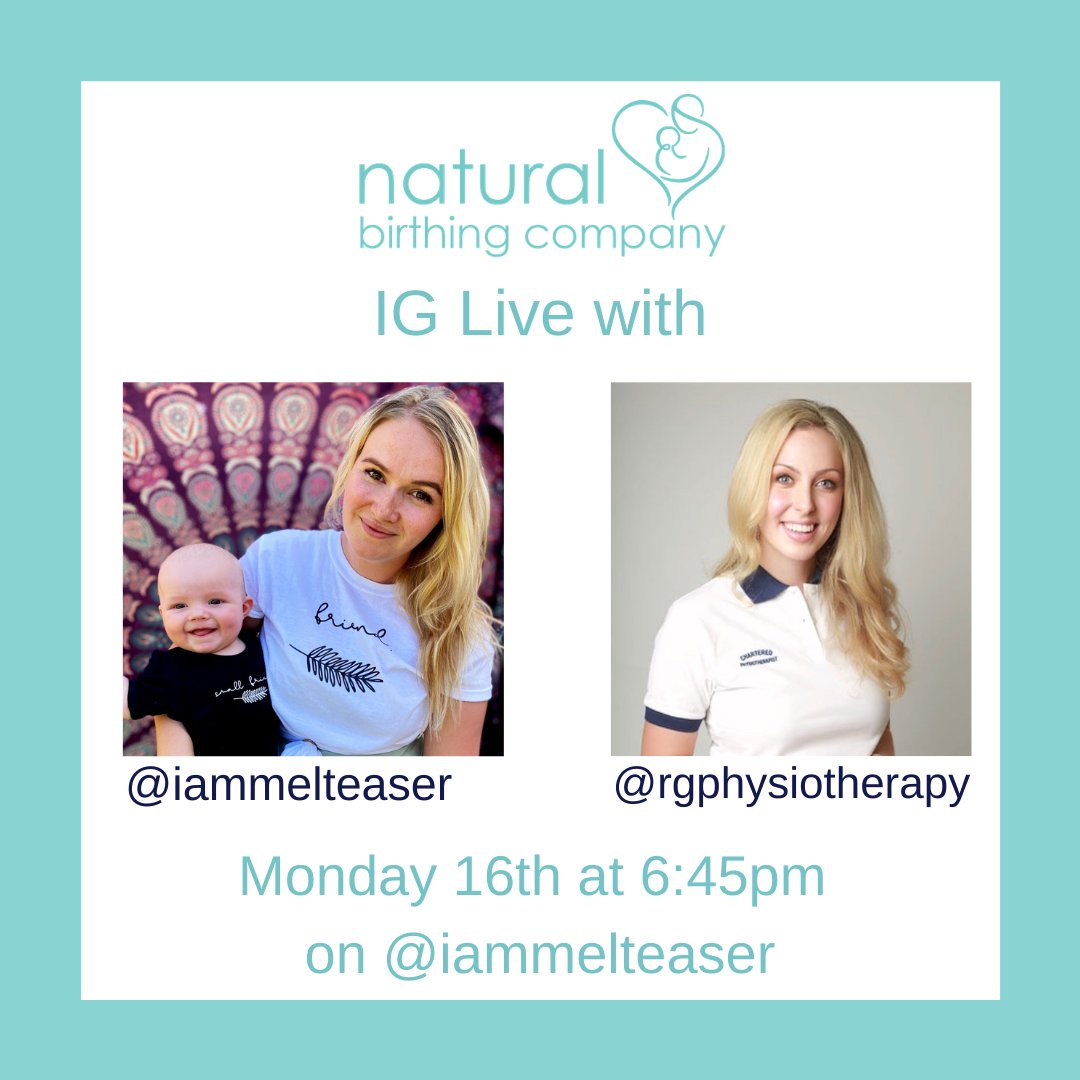 NatBirthingCo's tweet photo. Join @iammelteaser and @rgphysiotherapy on their Instagram Live on MONDAY at 6:45pm where they'll be discussing their favourite Natural Birthing Company products 🤰⁠
As well as pelvic floor exercises during and after birth.. and so much more!!⁠
Add it to your diary 📔 https://t.co/Aggnralzem
