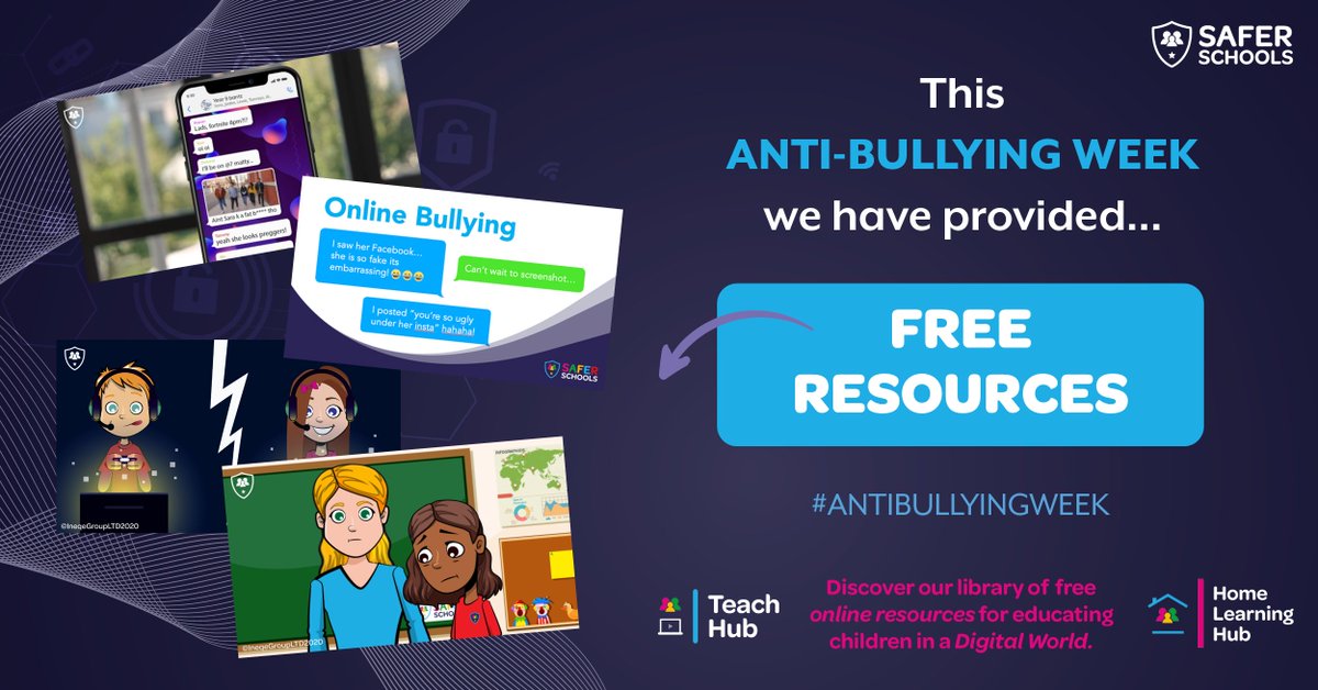 OurSaferSchools's tweet photo. Next week is Anti-Bullying Week! We have developed lesson plans for teachers to help children and young people understand online bullying, on our #TeachHub. Licence Key: EDU-SAF-SCH-TH 👉 https://t.co/WU2QAk4dfr https://t.co/24z9nGl78B