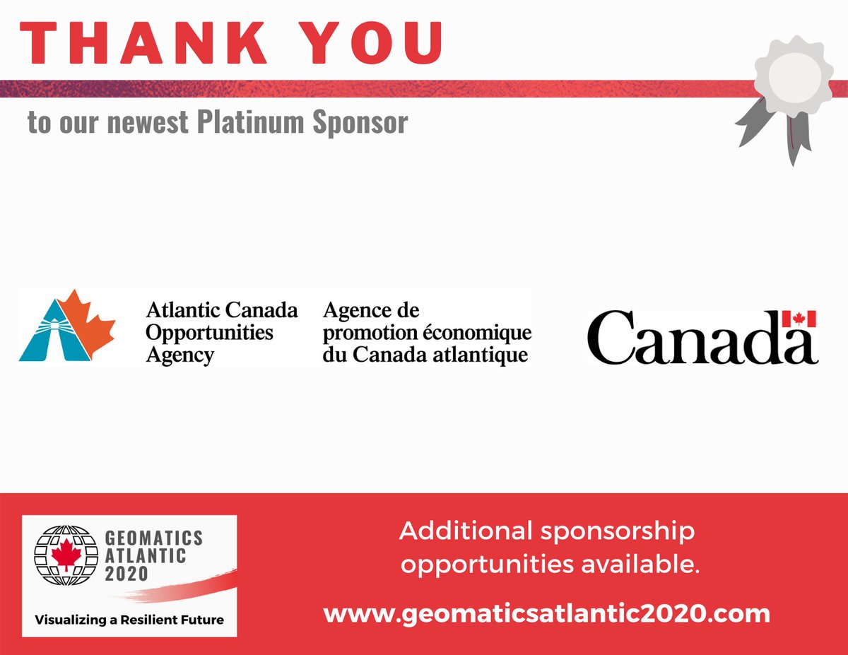 Sending out a big thank you to ACOA <a href="/ACOACanada/">ACOA Canada</a> for their Platinum Sponsorship of Geomatics Atlantic 2020!

Sponsorships allow GA2020 to offer an offer an affordable venue for geomatics and geospatial learning &amp; professional development.

Register now at geomaticsatlantic2020.com