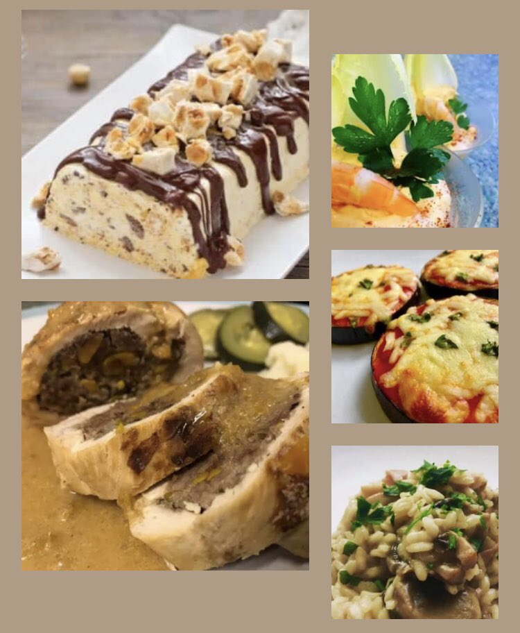 CanutoElena's tweet photo. £10/12 - 2/3 course meal 
PRAWN COCKTAIL (+£3) 🍤 
Or
AUBERGINE PIZZAIOLA 
🇮🇹
MUSHROOMS RISOTTO
Or
TRUFFLE &amp; PISTACHIO CHICKEN ROLLE’ (+£5)
Served with Mushrooms &amp; cheese Cauliflower 
🇮🇹
TORRONE SEMIFREDDO
Or 
SPICED BAKED APPLE
https://t.co/bGEU3kiNoB
#tetbury #wdyt #delivery https://t.co/AudihFaBey
