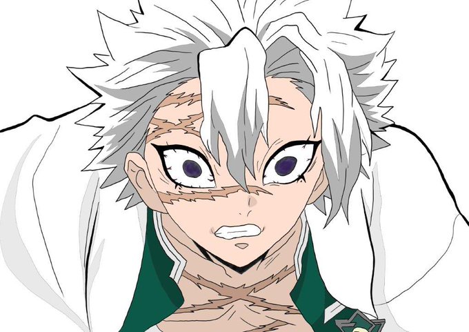 コロッケパン•改さんがTwitterに投稿した不死川実弥(鬼滅の刃)のイラスト。