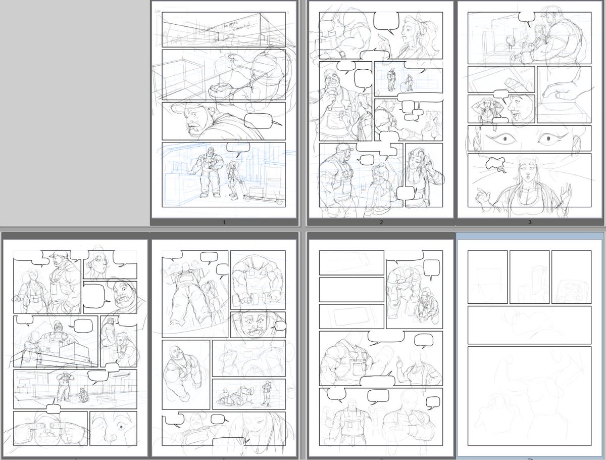 I feel like I'm too old to draw several pages at the same time now. Should try drawing one by one. I'm getting back some of my old habits though and it does feels goooood ?.