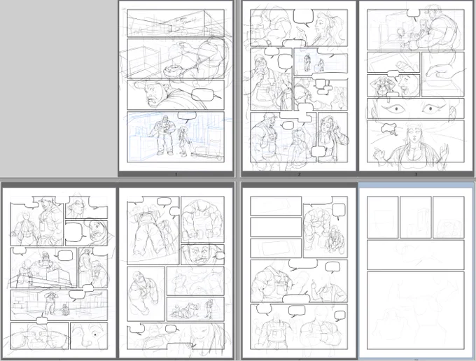 I feel like I'm too old to draw several pages at the same time now. Should try drawing one by one. I'm getting back some of my old habits though and it does feels goooood ?. 