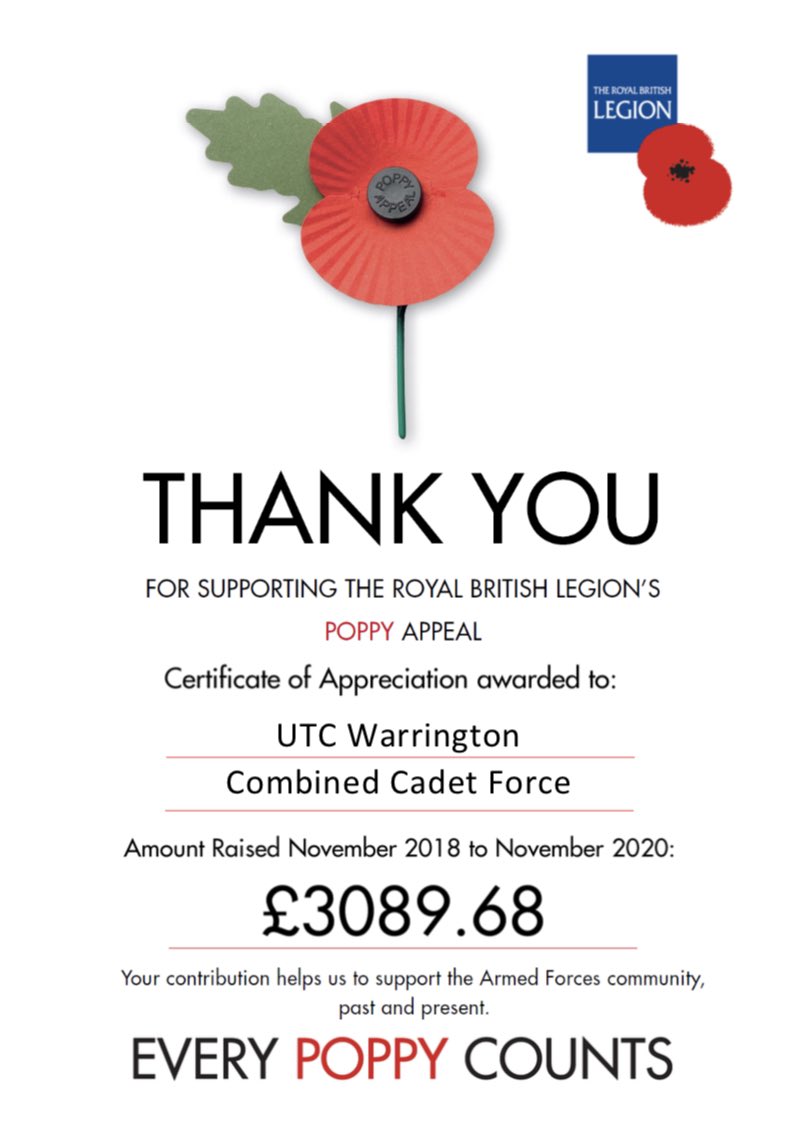 DeptHT_MrV's tweet photo. Amazing achievement for our @UTCWarrington Combined Cadet force. @UtcwCcf. Great to be showing our support to @BritishLegionRX @PoppyLegion @CCFcadets @ctt_nw https://t.co/9JcnUnCF7S