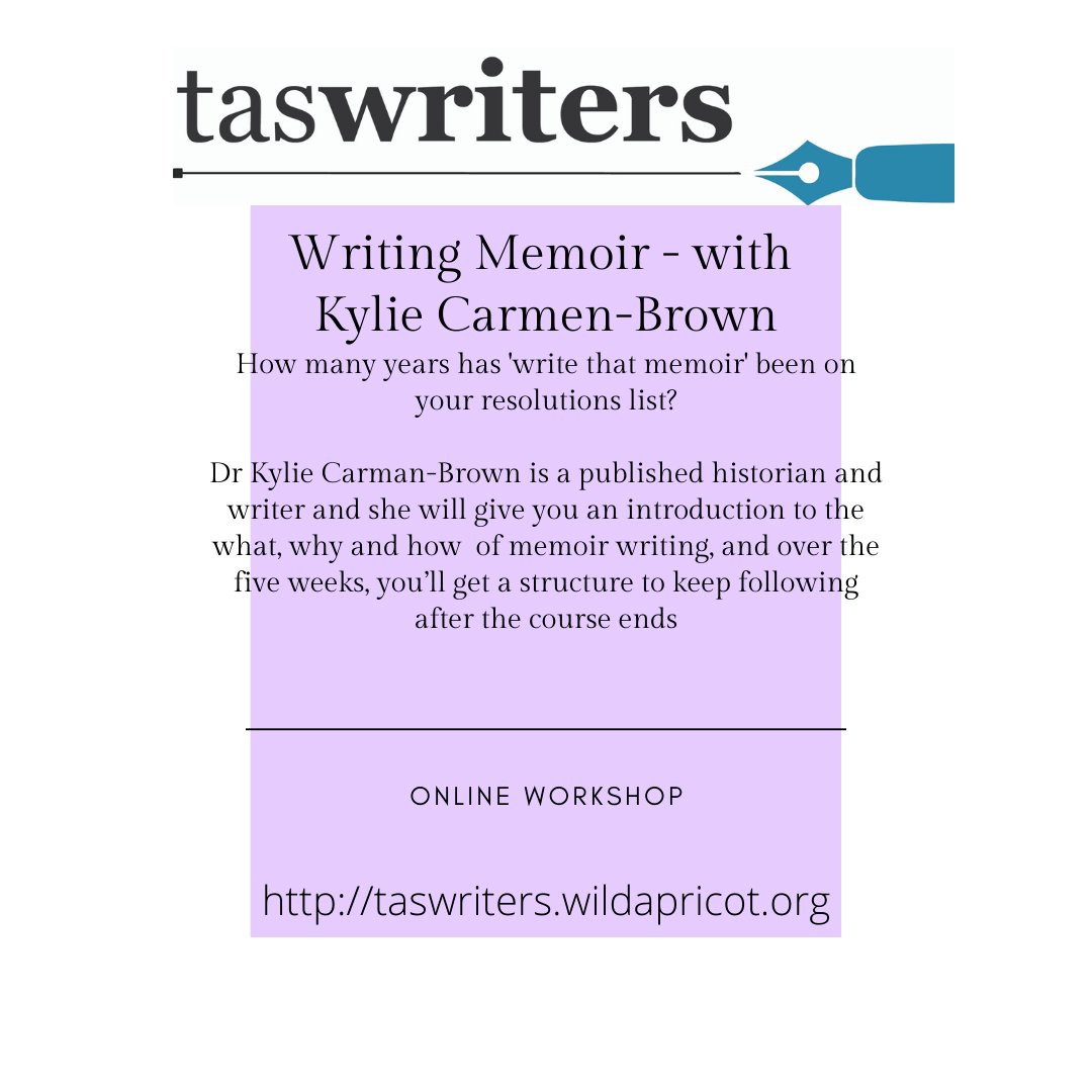 TasWriters's tweet photo. Kylie ran her memoir series for us in 2019 with seriously good feedback from attendees and we're so happy she's agreed to come back for another go.

This 5 session series will run Sundays from January 10th, completely online!

#getwriting

https://t.co/O7LVGiw7BD https://t.co/c9SNwh4VDz