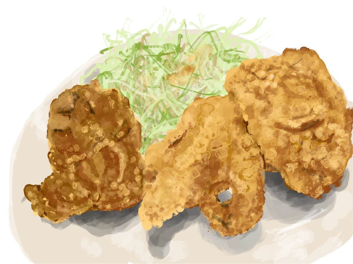 とくさん すいません 大阪駅前第二ビルです から揚げもおいしかったです イラスト好きな人と繋がりたい 絵描きさんと繋がりたい Adobefresco イラスト 食べ物イラスト 梅田グルメ から揚げ 餃子