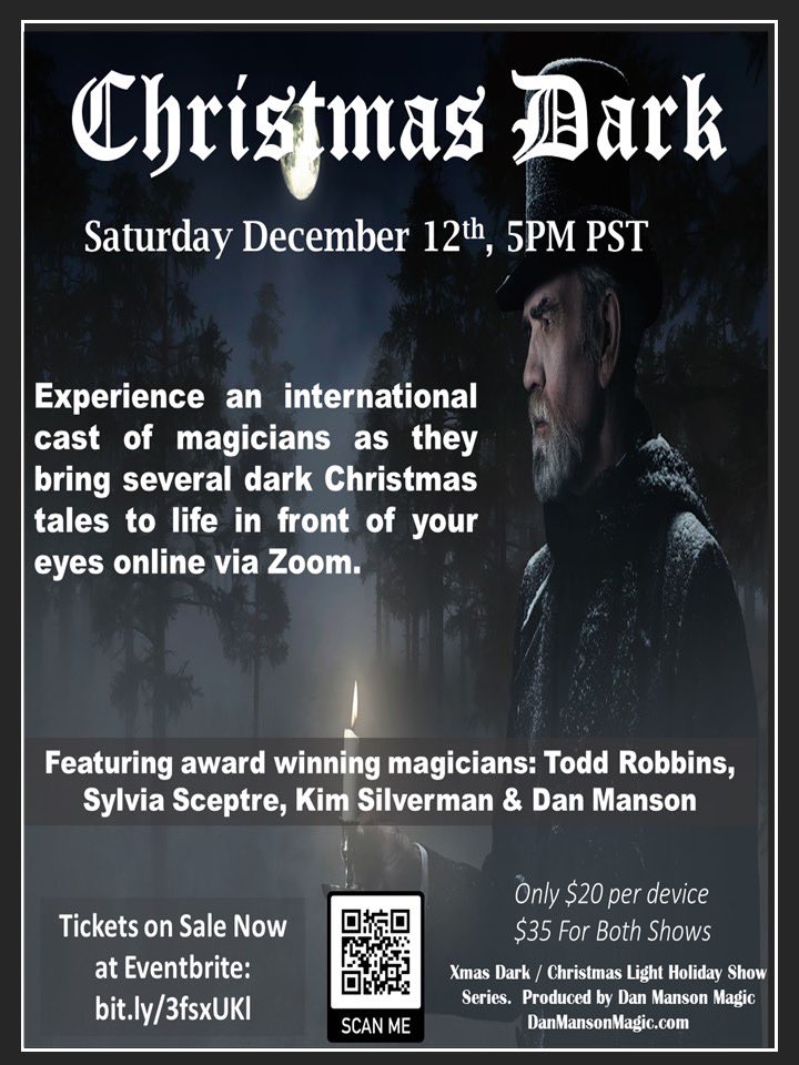 SylviaSceptre's tweet photo. Show time! 12th December a journey into the darker side of Christmas #storytelling #magic #bizarremagic #magician https://t.co/jfaCoE0hcA