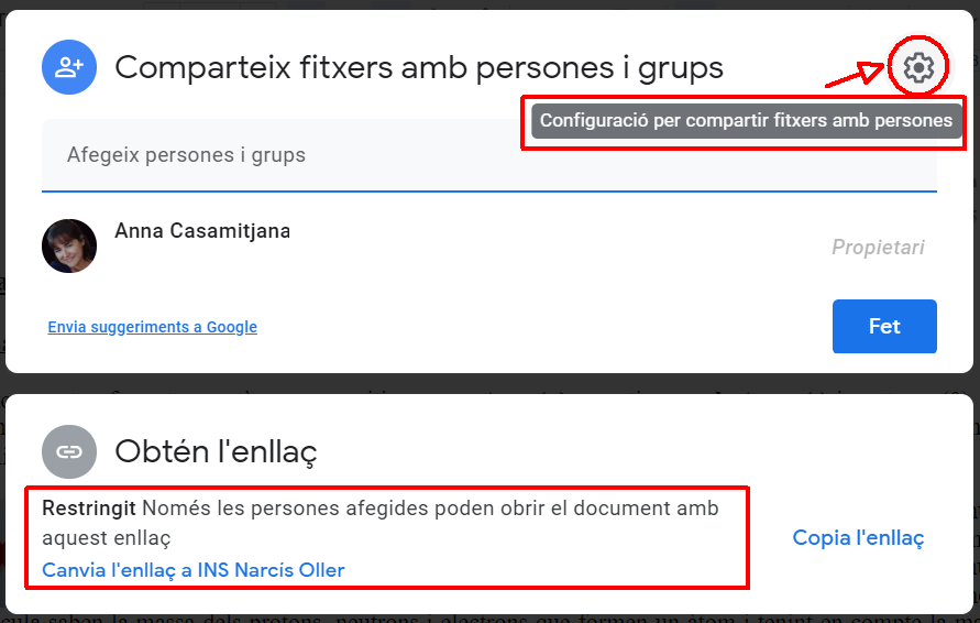 AnnaCasamitjana's tweet photo. Un dels problemes de #GDrive és la facilitat amb què altres editors poden canviar #permisos dels #documents (ara també via correu) i això és perillós si contenen informació sensible. Potser molts ja ho sabeu, però jo no era conscient d'on era aquesta funció ara #microtutorials https://t.co/qKiRIvfSRU
