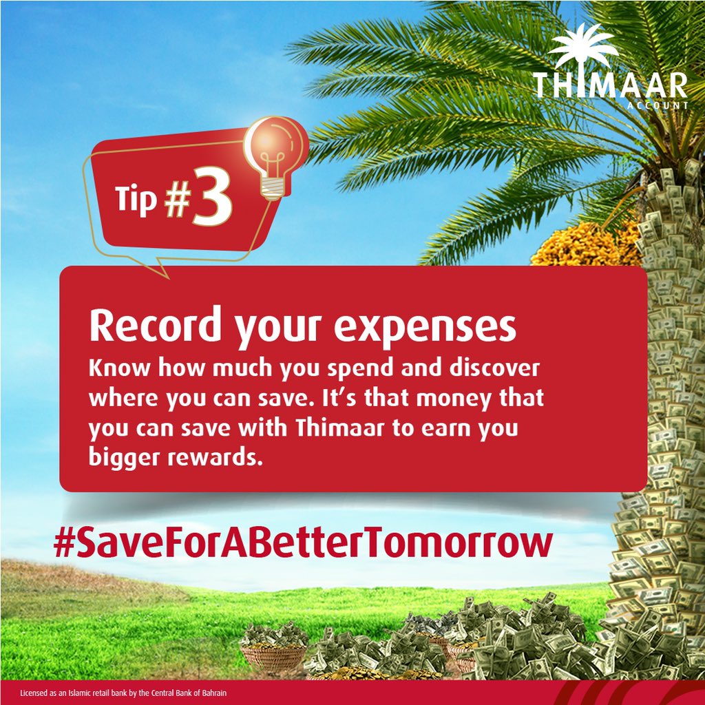 Ithmaarbankbh's tweet photo. Record your expenses
Know how much you spend and discover where you can save. It's that money that you can save with Thimaar to earn you bigger rewards.
#ThimaarAccount #SaveForABetterTomorrow #IthmaarBank #Bahrain https://t.co/JCeUbIZu3Q