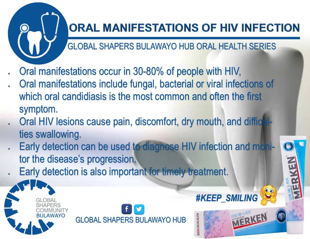 HIV AND ORAL HEALTH!
People living with HIV/AIDS  are at risk of developing oral disease.It is important to be aware of one´s oral health status as well as HIV status!It is advisable for everyone to have a check up every 6months .<a href="/MerkenGroup/">Merken</a>