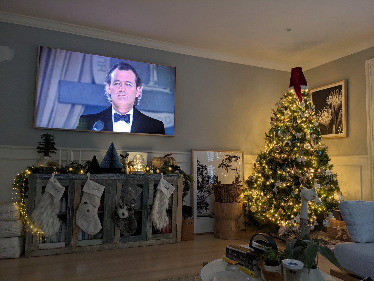 A tree, stockings &amp; #BillMurray, Christmas is here!!
