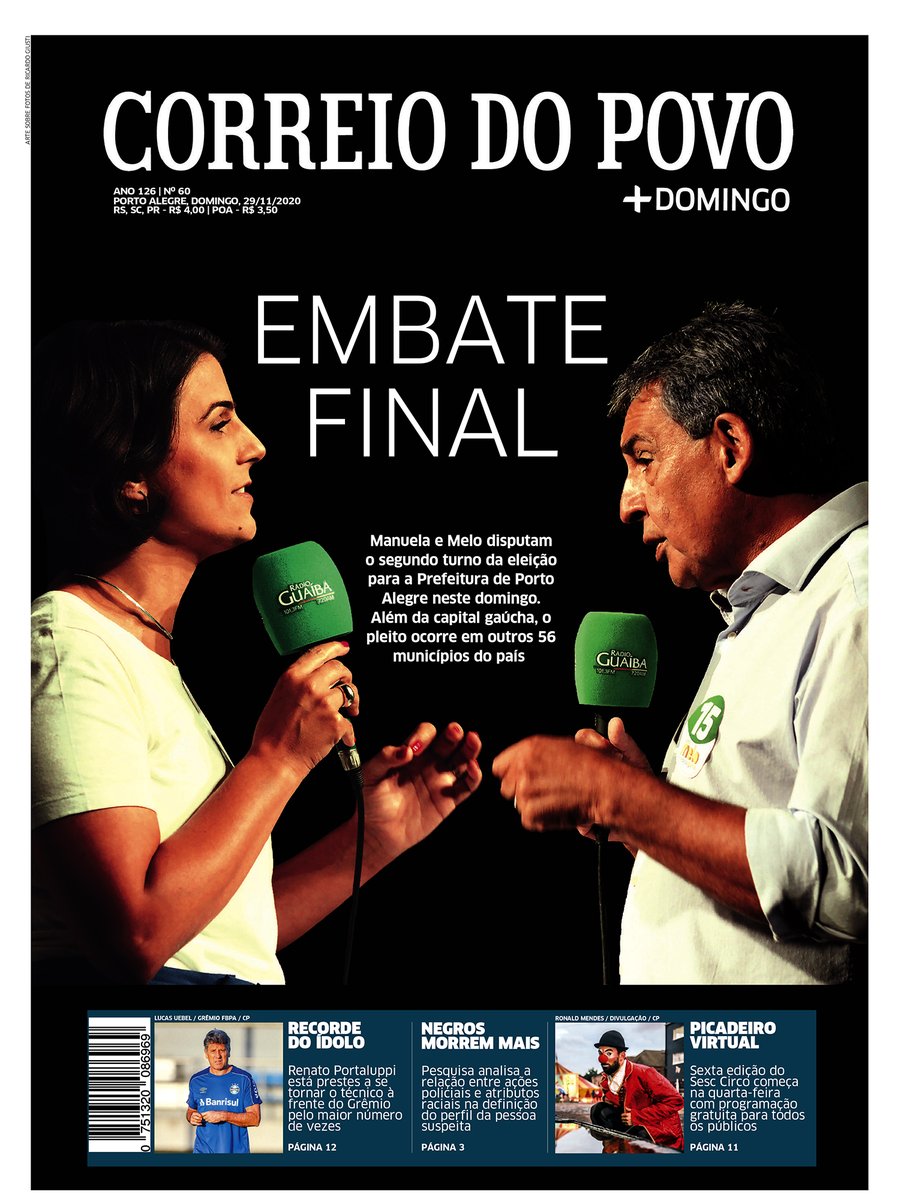 Bom dia!
Esta é a capa do Correio do Povo deste domingo
Para ler a íntegra, acesse: https://t.co/lwRfvYyJJb https://t.co/l0OncSWXyp
