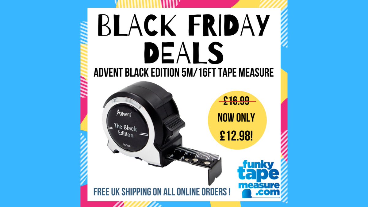 FunkyMeasure's tweet photo. ๐จBlack Friday Deals Online Now! FREE UK Shipping with a FREE Komelon #2mrule with every tape measure order!๐ #blackfriday #blackfriday2020 #blackfridaydeals #blackfridaysale #komelon #tapemeasure #tools #toolsofthetrade #dealstoogoodtomiss #myfunkytape https://t.co/II5T8MlRDj https://t.co/tWP87ldOmb