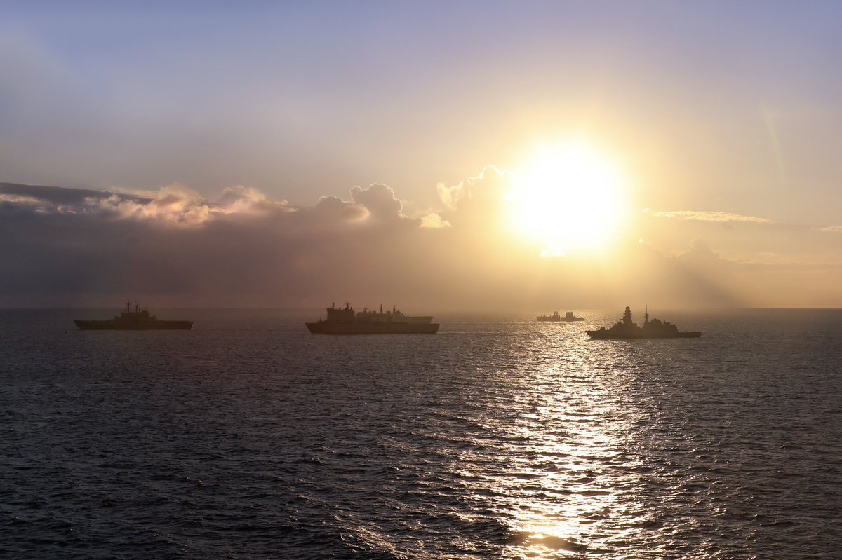 Exercising with the Italian Navy Carrier Task Group in the Mediterranean. @ComdLittoralSG @RFALymeBay @NATO #LRGX #globalnavy