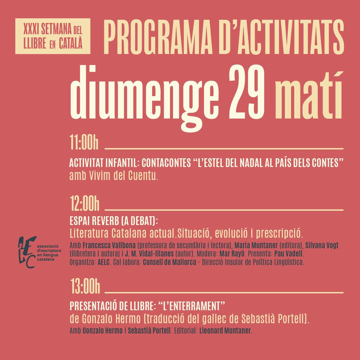 jmvidalillanes's tweet photo. Avui hi tornam a #LaSetmanaLlibreCatala, darrer dia i oportunitat de firar lectures, de regalar móns, de fer #BookDay. #Palma @llibreters @mcaliteraria https://t.co/MQM92nPhrY