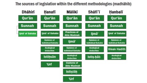 When it comes to deriving laws/fatwa, it becomes complicated, hence the use of Usul al-Fiqh and Furu al-Fiqh.Mind, check the following charts wrt Fiqh. I got these on Twitter.