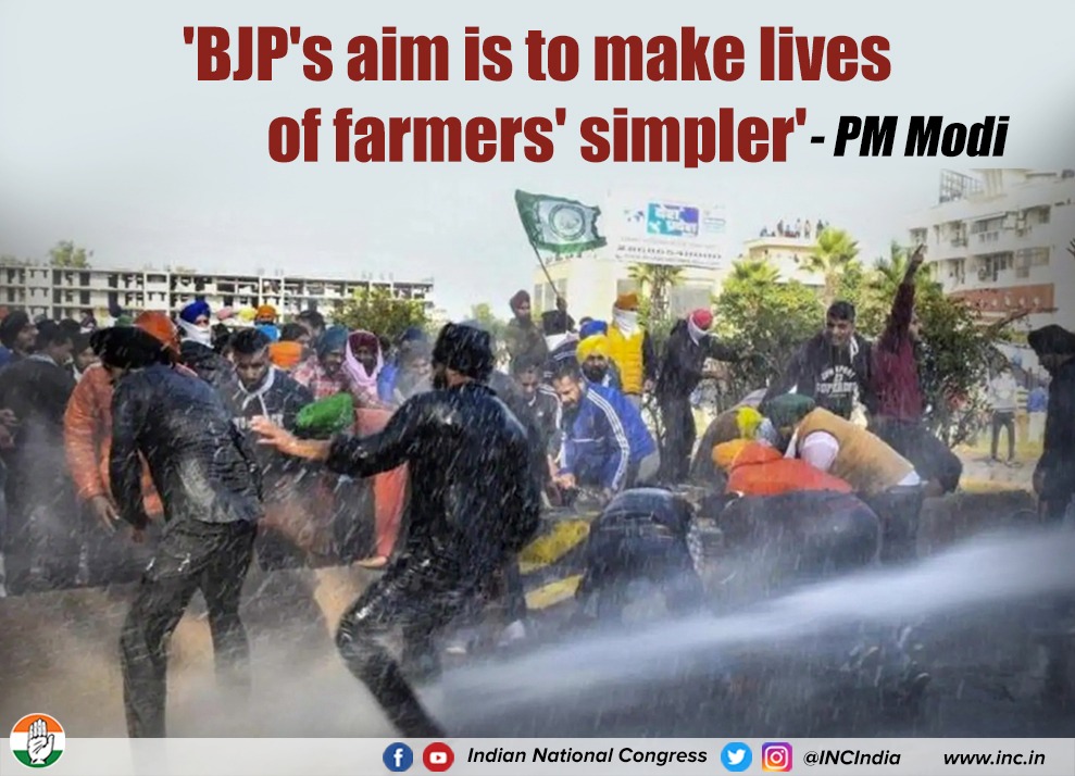 Here, fixed it. 'BJP's aim is to destroy the lives of farmers' - PM Modi's Mann Ki Baat #IamWithFarmers