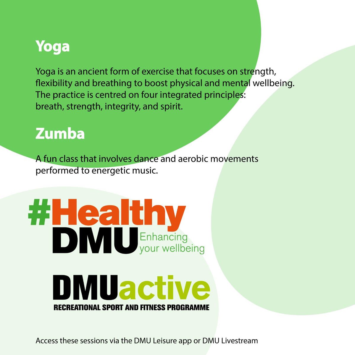 But we know there are a lot of new sessions on the timetable that you may not have heard of before 🧘‍♀️🤸‍♂️

So with the help of <a href="/DMUleisure/">DMU Leisure Centre</a> we have pulled together a session guide 🥳

Take a look below to find out what you can expect at each session 👇

#HealthyDMU