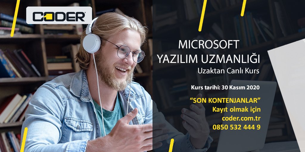 CoderAkademi's tweet image. Yeni dönem uzaktan canlı kurslarımız başlıyor! 
Son 2 kişilik KONTENJAN için acele edin!
Detaylar; coder.com.tr
-
-
#yazılımkursu #uzaktanegitim #kodlamakursu #programlamakursu #coder #coderakademi