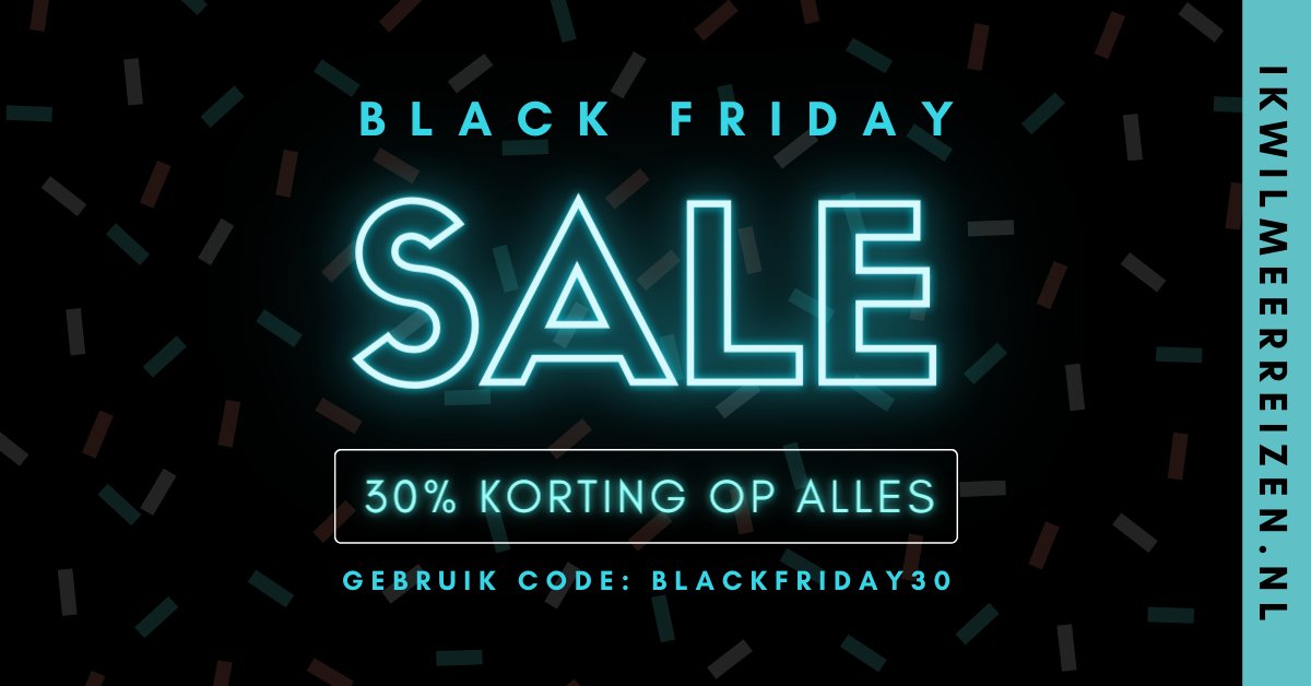 Nu op ikwilmeerreizen.nl/shop: 30% korting op al onze voorraad met de code BLACKFRIDAY30 (geldig t/m maandag)!