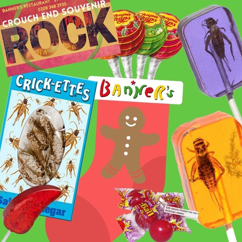 Stocking fillers? Look no further! 🎄🧦
From Cricket lollies 🍭 to sweets that make your mouth sizzle 🔥
Available at Banner’s from December 3rd!

#stockingfillers #christmas #bannerscrouchend #jerchicken #insectcandy #insectsweets #hotlix