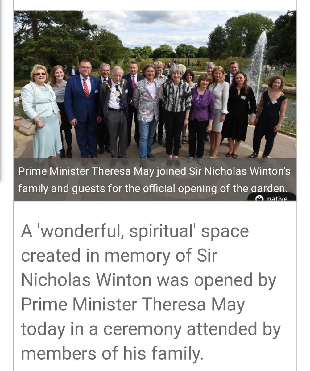 ChrisMousse3's tweet photo. @ZoeJardiniere In Feb 2017, May personally blocked the previously agreed arrangement to accept 3,000 unaccompanied refugee children (#DubsAmendment). 
In Sept 2017, she opened the Sir Nick Winton Memorial Garden in Maidenhead.
Nick Winton saved 669 children from the holocaust.
One was Alf Dubs. https://t.co/RGYSpPVDrI