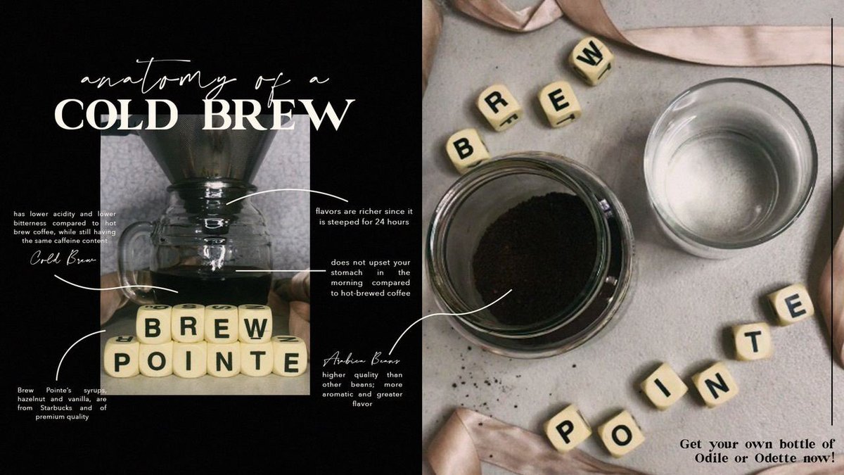 brewpointe's tweet photo. If Tchaikovsky composed Swan Lake, what composes your cup of cold brew Tchai-coffee? 🤔
⬅️ Swipe to read up on the anatomy of a cold brew –
– and get your own bottle of Odette and Odile at https://t.co/FTcK0hguUu!
#CoffeeOnPointe
#BrewPointe
#Tindasitas2020 https://t.co/7rng4tXnK7