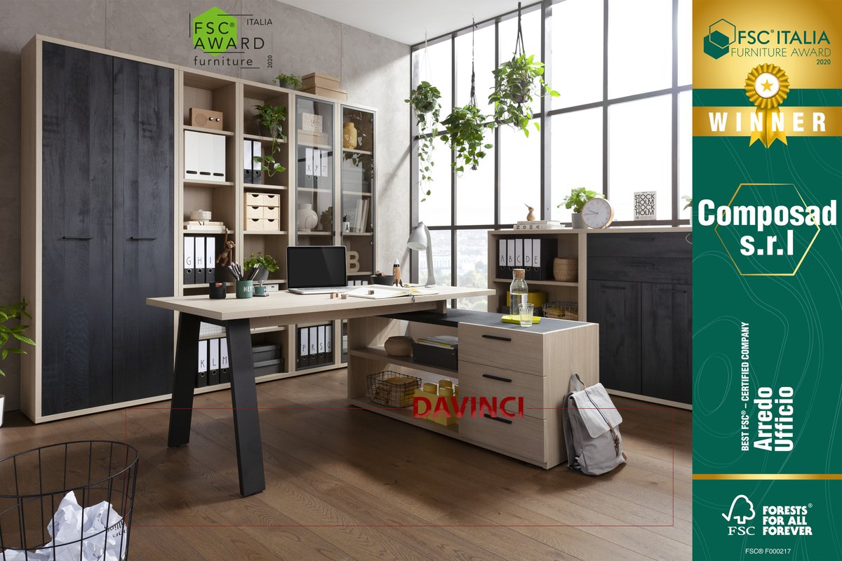 GruppoSaviola's tweet photo. Primo premio per #Composad assegnato da @FSCItalia Furniture Award 2020 come migliore soluzione sostenibile per l’arredo Home-Office. La linea DaVinci è stata apprezzata per la perfetta sintesi tra ecologia e design.
#GruppoSaviola #Composad #TheEcoEthicalCompany https://t.co/G5Fcq52WY3