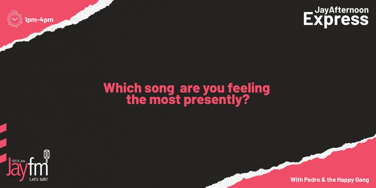 jayfmjos's tweet photo. You want good vibes? Think of #JayAfternoonExpress with @PedroOmobolaji and the Happy Gang.
Tell us, which song are you feeling the most presently?
A superb freaky friyaay is certify on this show!
Listen: https://t.co/t7Dx5dGOln
#LetsTalk #FreakyFlyFriyaay https://t.co/Gw3rqPAdpg